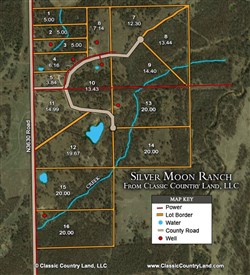 tract layout map for Silver Moon Ranch Tract 10, 13.43 acres for sale in Okfuskee County, Oklahoma