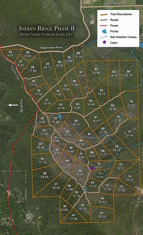 Tract layout map for Indian Ridge Phase II Tract 30 in Pittsburg County, Oklahoma