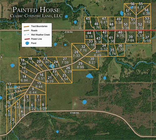 Tract layout map for Painted Horse Tract 5 in Pittsburg County, Oklahoma