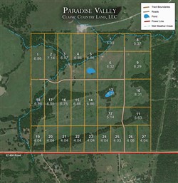 tract layout map for Paradise Valley Tract 3, 6.97 acres for sale in Pittsburg County, Oklahoma