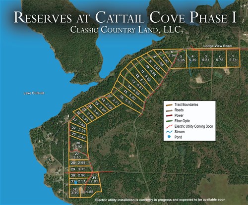 Tract layout map for Reserves At Cattail Cove Phase I Tract 24 in Pittsburg County, Oklahoma