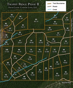 tract layout map for Trophy Ridge Phase II Tract 75, 12.07 acres for sale in Pushmataha County, Oklahoma