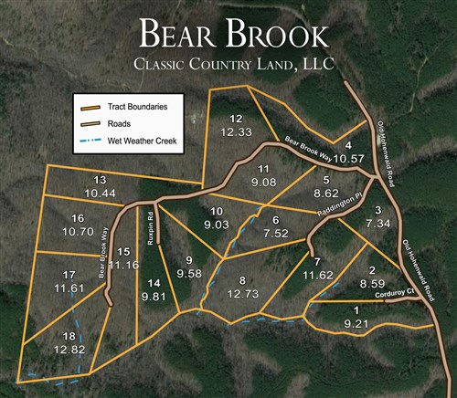 Tract layout map for Bear Brook Tract 1 in Perry County, Tennessee