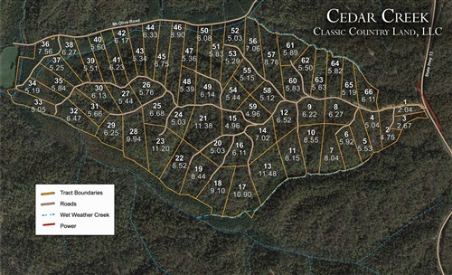 Tract layout map for Cedar Creek Tract 16 in Perry County, Tennessee