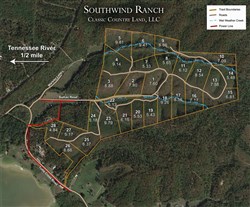 tract layout map for Southwind Ranch Tract 16, 7.17 acres for sale in Perry County, Tennessee