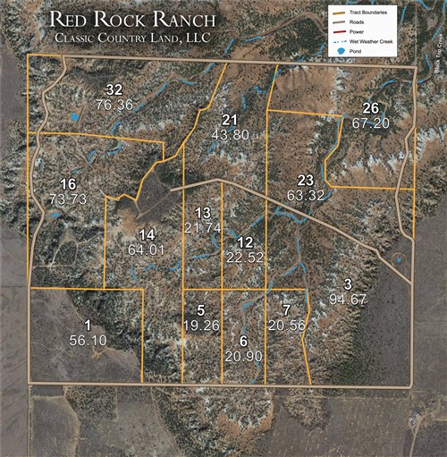 Tract layout map for Red Rock Ranch Tract 13 in Knox County, Texas