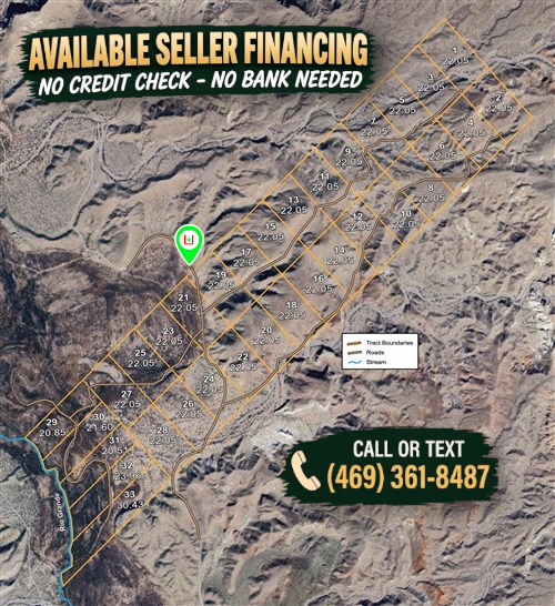 Tract layout map for Vista Linda Canyon Tract 18 in Presidio County, Texas